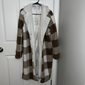 Brown faux fur long coat